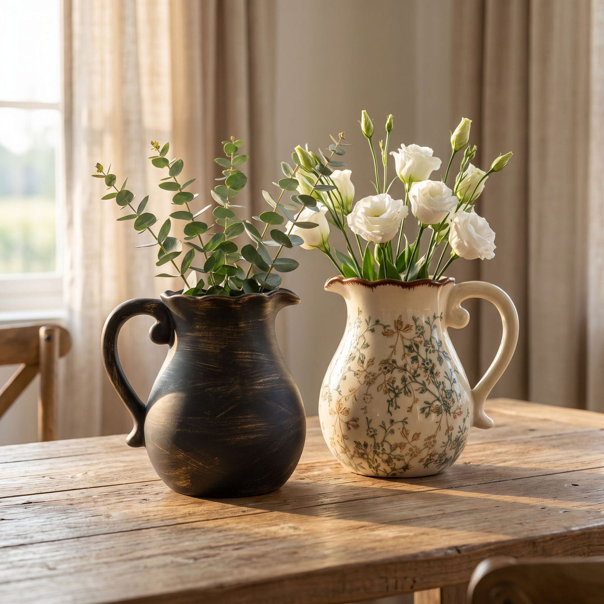 Elegant Ceramic Jug with Floral Patterns | Thrascher
