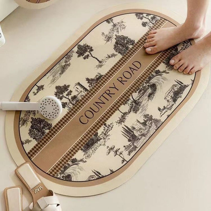 Elegant Floral Design Bath Mat | Thrascher