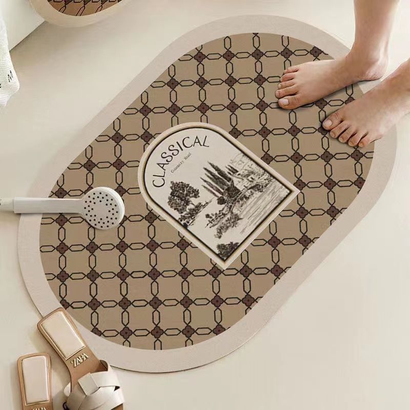 Elegant Floral Design Bath Mat | Thrascher