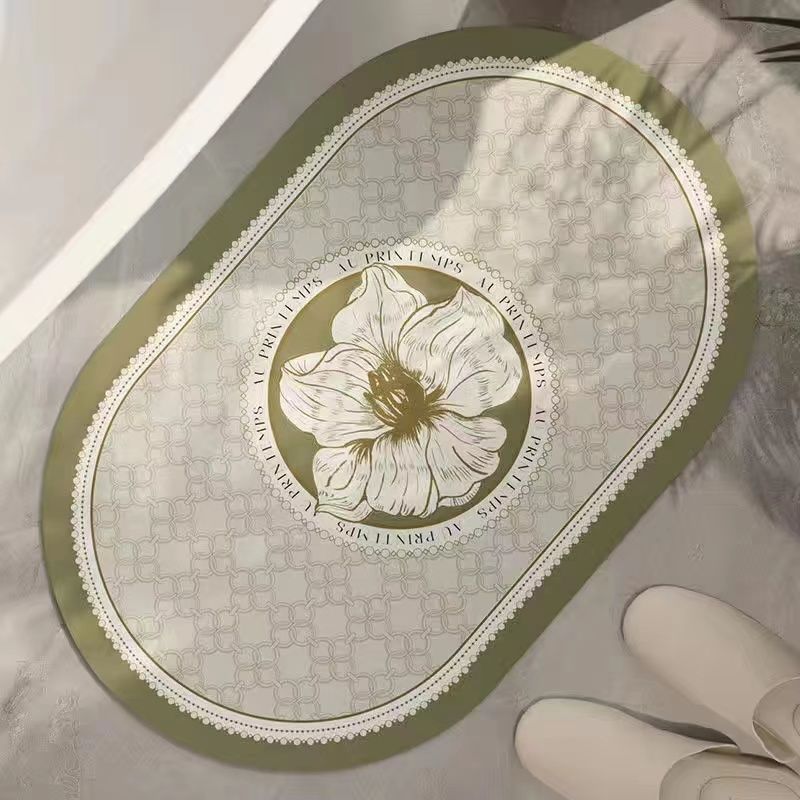 Elegant Floral Design Bath Mat | Thrascher