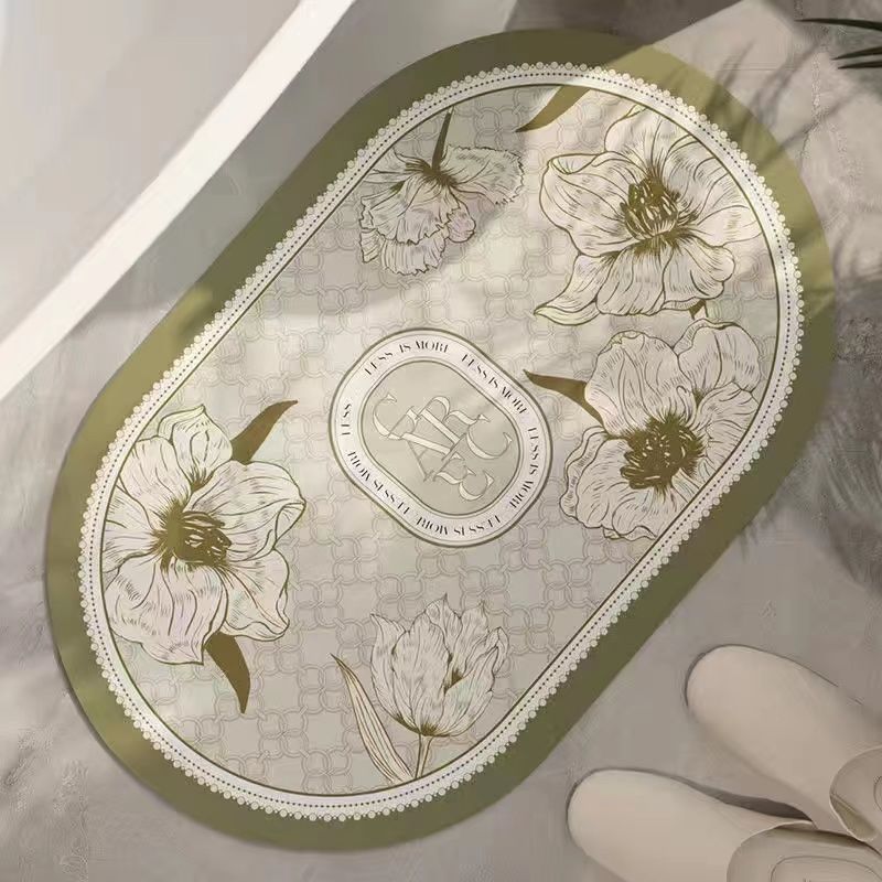 Elegant Floral Design Bath Mat | Thrascher