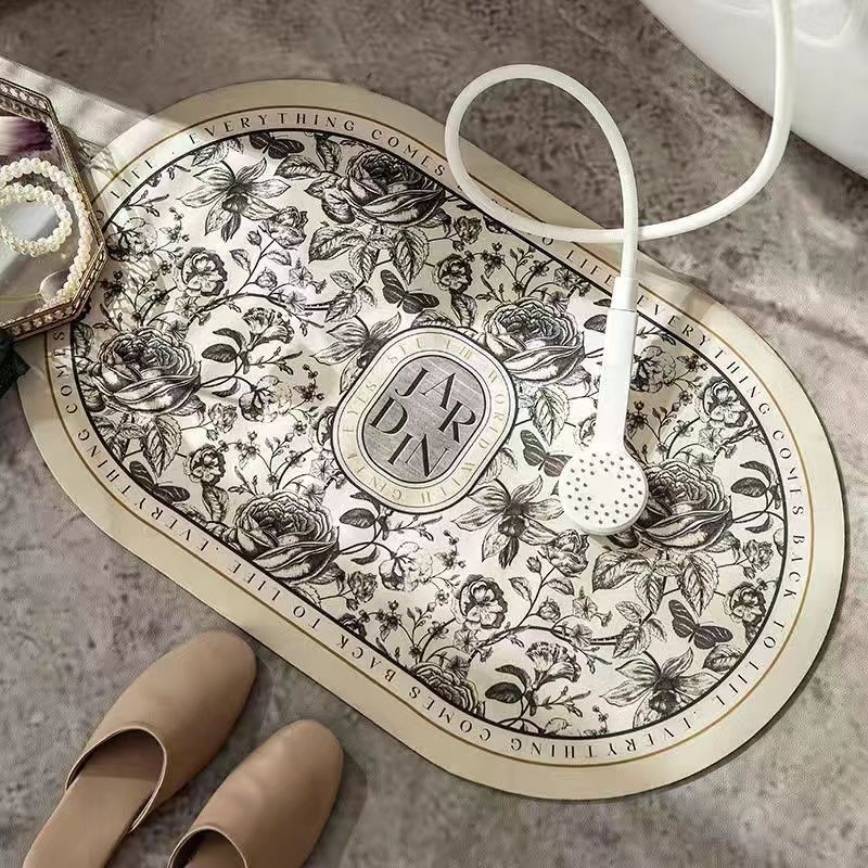 Elegant Floral Design Bath Mat | Thrascher