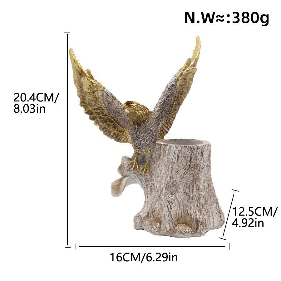 Elegant Garden Figure with Eagle on Tree Trunk | Thrascher
