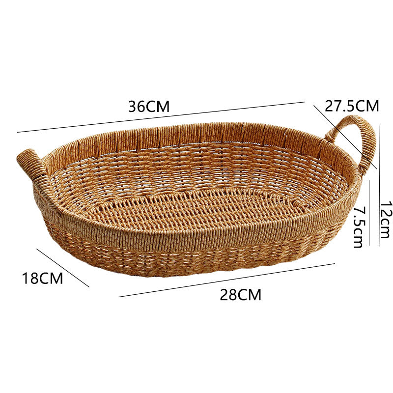 Elegant Handwoven Oval Storage Bowl | Thrascher