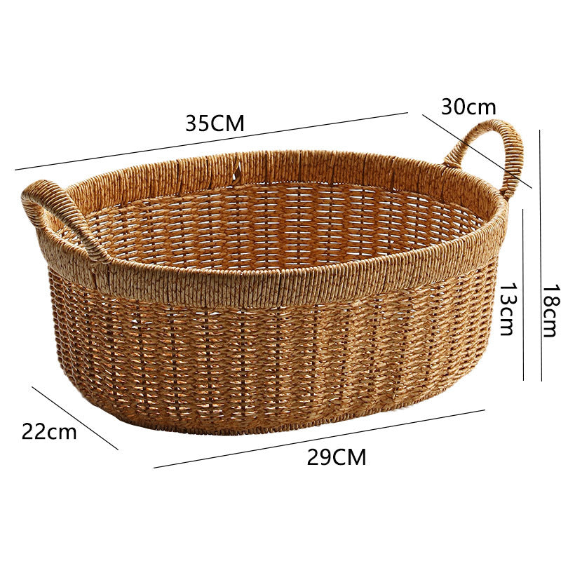 Elegant Handwoven Oval Storage Bowl | Thrascher