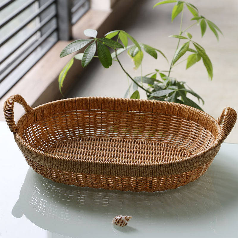 Elegant Handwoven Oval Storage Bowl | Thrascher