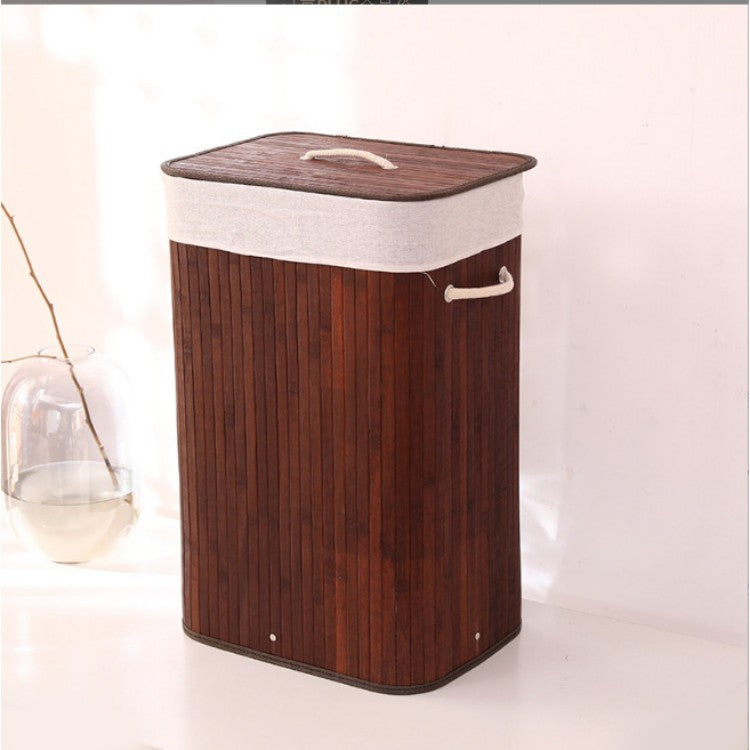 Elegant Laundry Basket made of Bamboo with Practical Lid | Thrascher