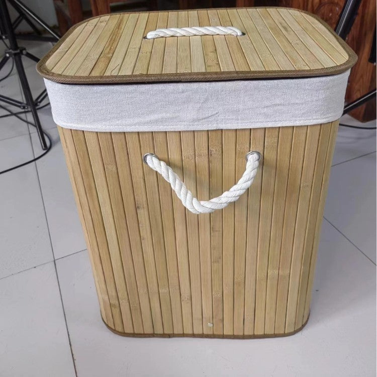 Elegant Laundry Basket made of Bamboo with Practical Lid | Thrascher