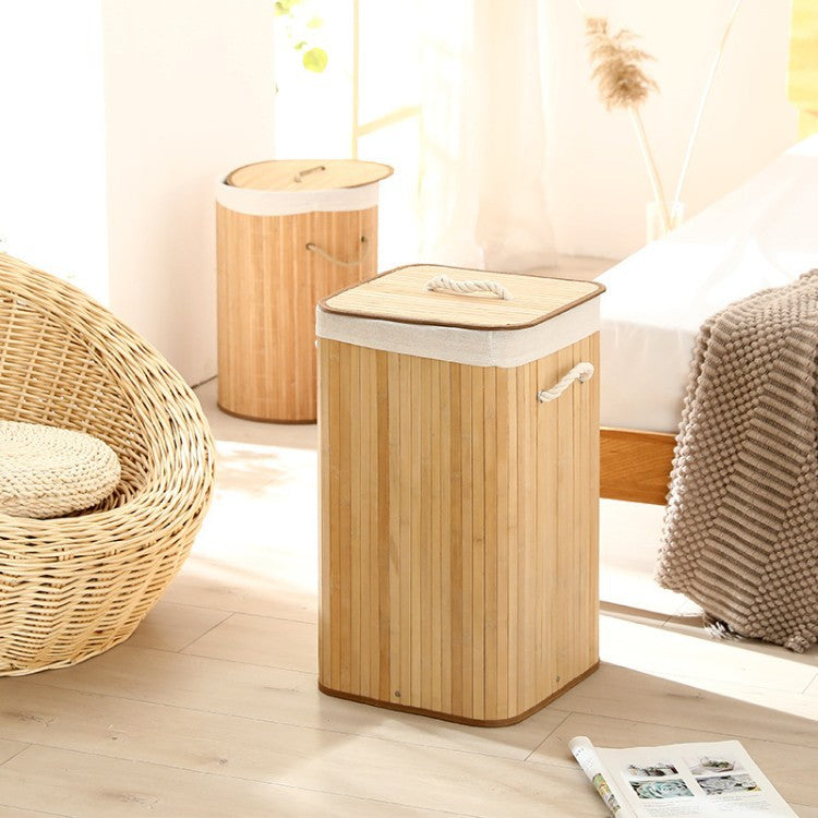 Elegant Laundry Basket made of Bamboo with Practical Lid | Thrascher