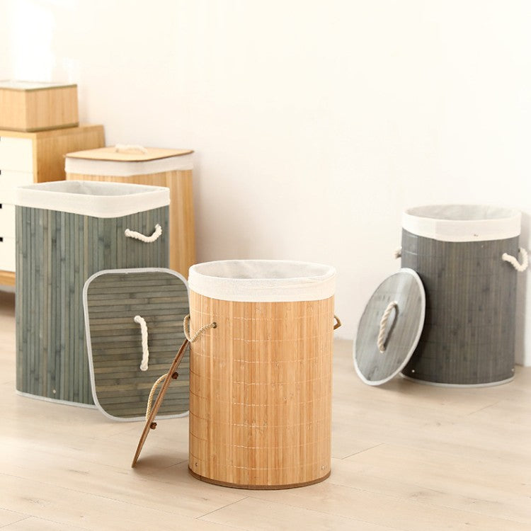 Elegant Laundry Basket made of Bamboo with Practical Lid | Thrascher