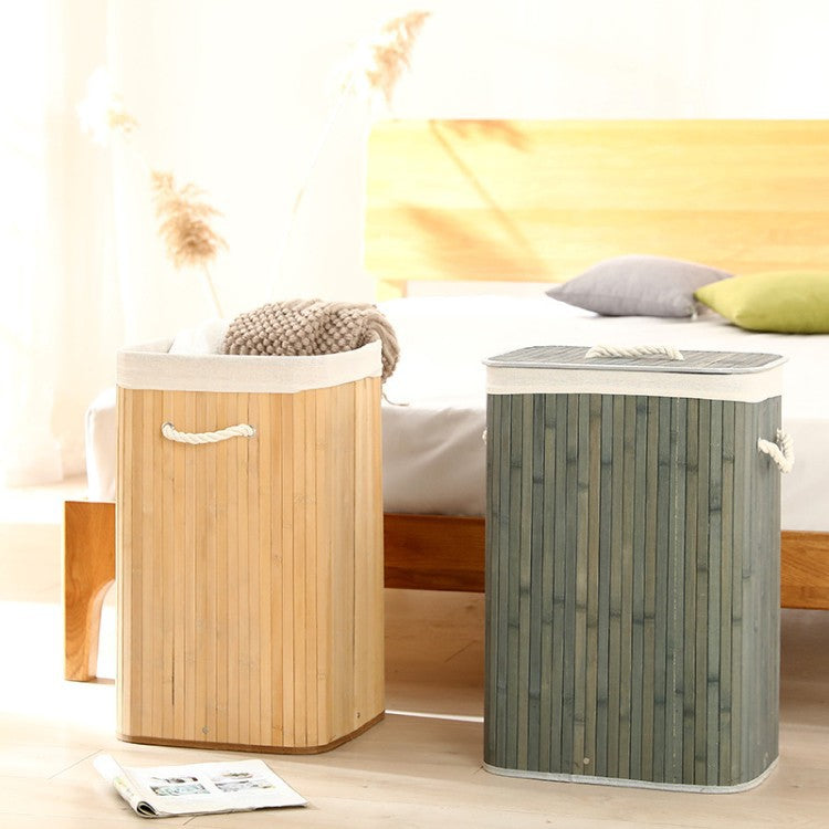 Elegant Laundry Basket made of Bamboo with Practical Lid | Thrascher