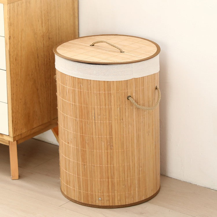 Elegant Laundry Basket made of Bamboo with Practical Lid | Thrascher