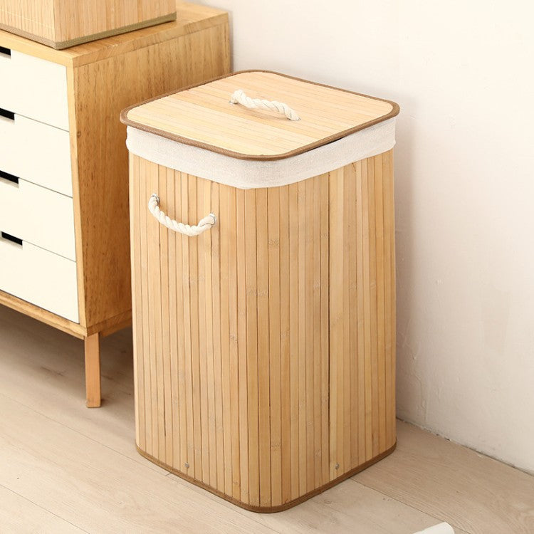 Elegant Laundry Basket made of Bamboo with Practical Lid | Thrascher