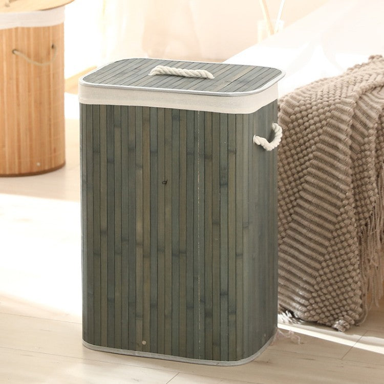 Elegant Laundry Basket made of Bamboo with Practical Lid | Thrascher