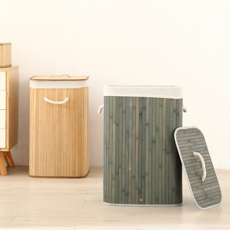 Elegant Laundry Basket made of Bamboo with Practical Lid | Thrascher