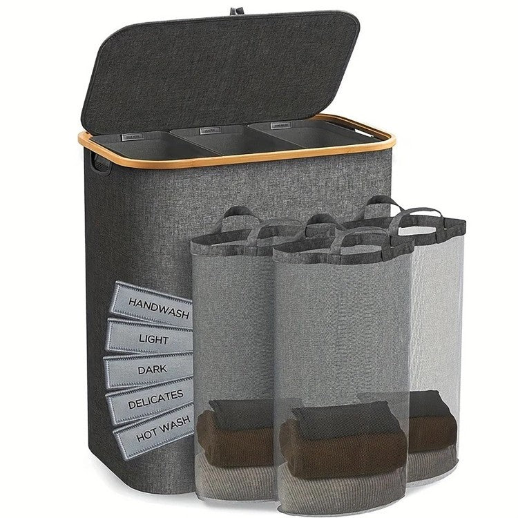 Elegant Laundry Container made of High-Quality Textile with Bamboo Frame | Thrascher
