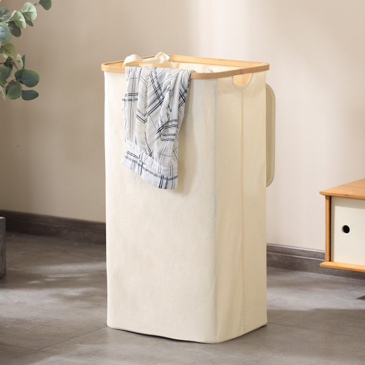 Elegant Laundry Container made of High-Quality Textile with Bamboo Frame | Thrascher