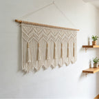 Elegant Macrame Wall Hanging with Artistic Fringes and Geometric Patterns | Thrascher