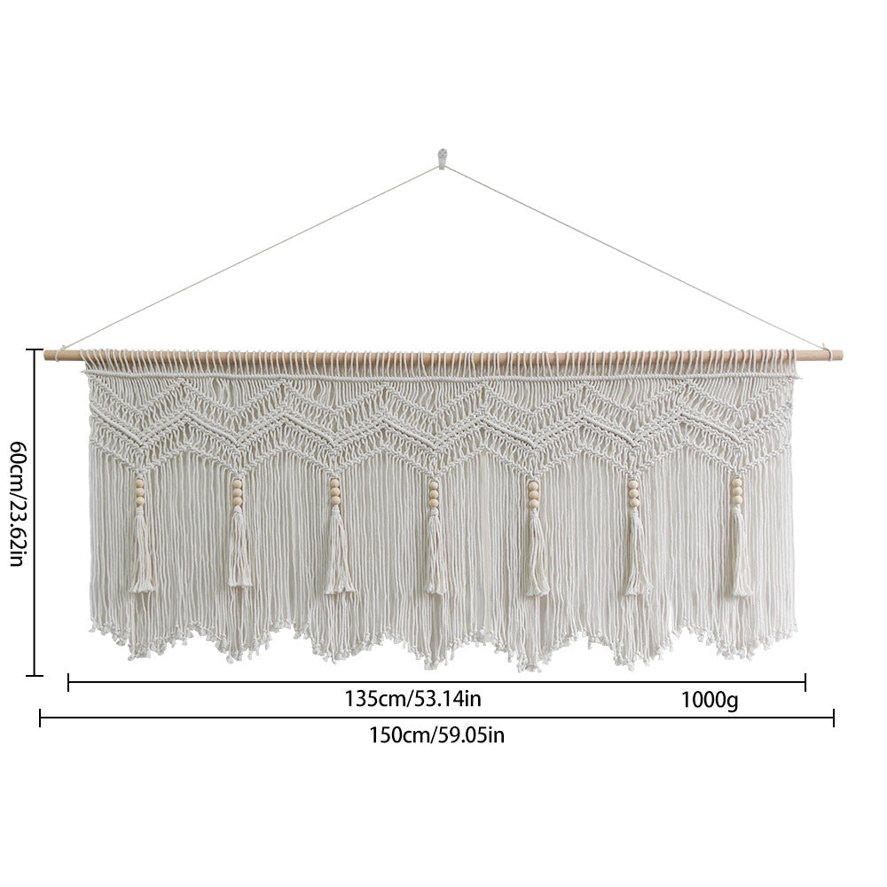 Elegant Macrame Wall Hanging with Artistic Fringes and Geometric Patterns | Thrascher