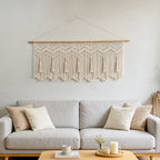 Elegant Macrame Wall Hanging with Artistic Fringes and Geometric Patterns | Thrascher