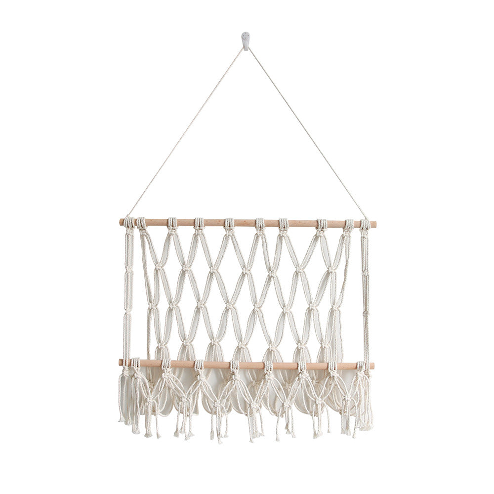 Elegant Macrame Wall Hanging with Decorative Tassels and Wooden Frame | Thrascher