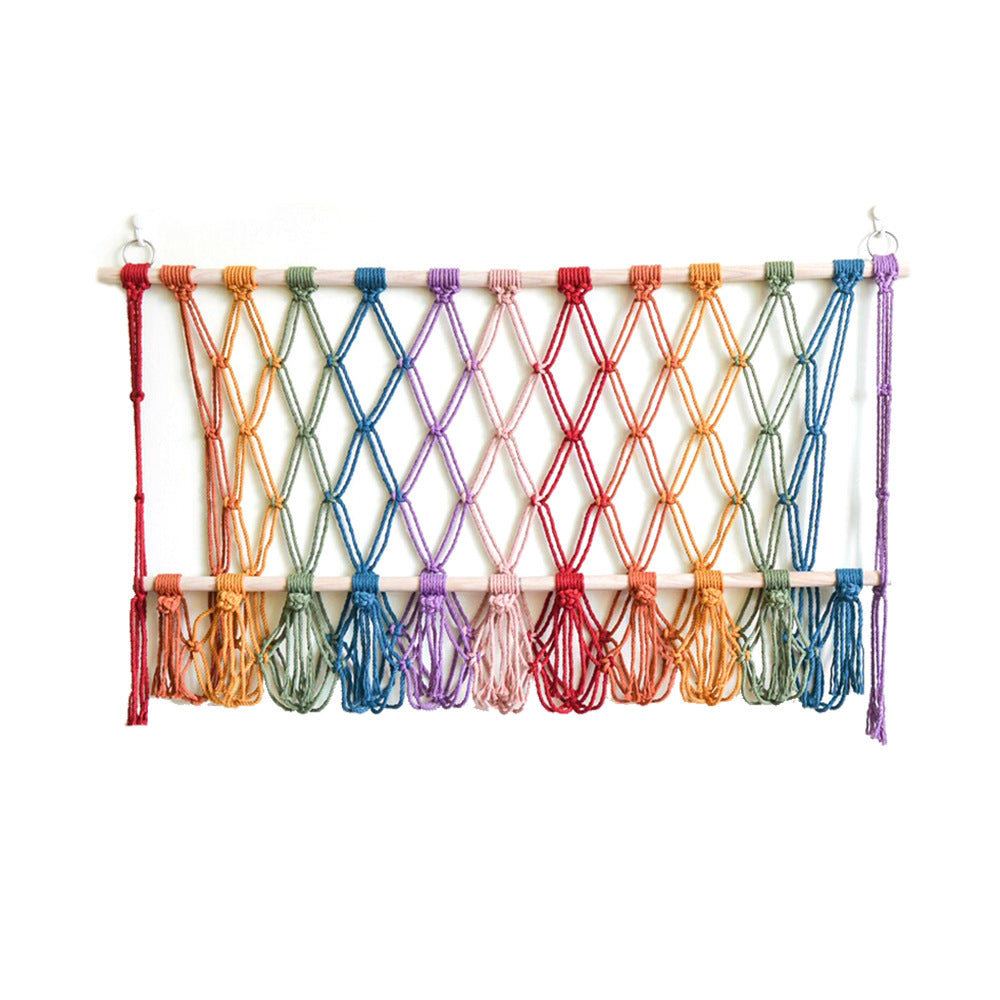 Elegant Macrame Wall Hanging with Decorative Tassels and Wooden Frame | Thrascher