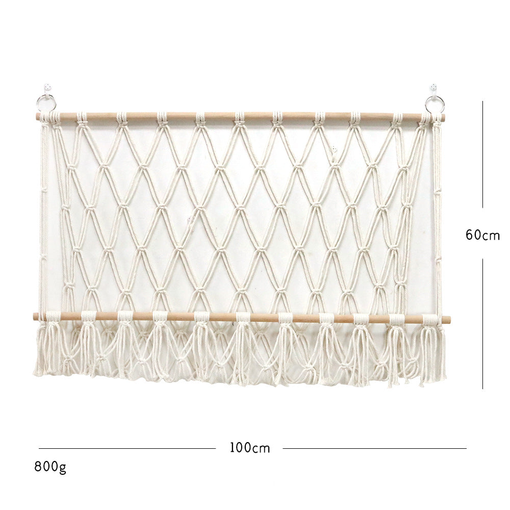 Elegant Macrame Wall Hanging with Decorative Tassels and Wooden Frame | Thrascher