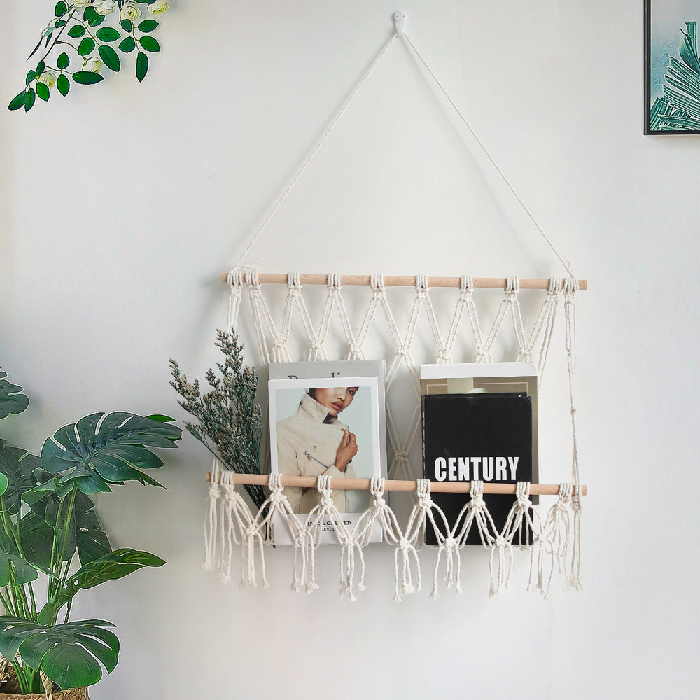Elegant Macrame Wall Hanging with Decorative Tassels and Wooden Frame | Thrascher