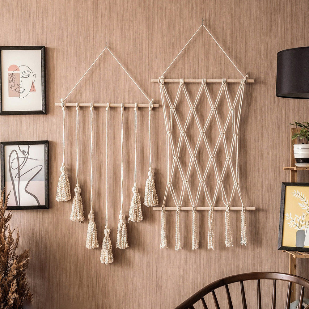 Elegant Macrame Wall Tapestry with Artistic Design | Thrascher