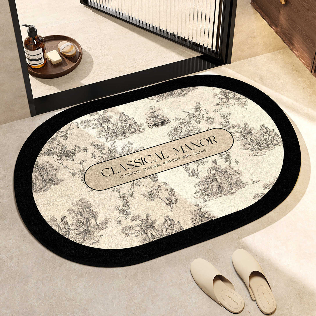 Elegant Oval Floor Mat | Thrascher