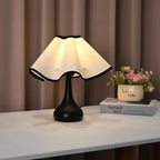 Elegant Ruffled Fabric Shade Nightstand Lamp | Thrascher