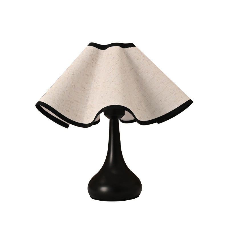 Elegant Ruffled Fabric Shade Nightstand Lamp | Thrascher