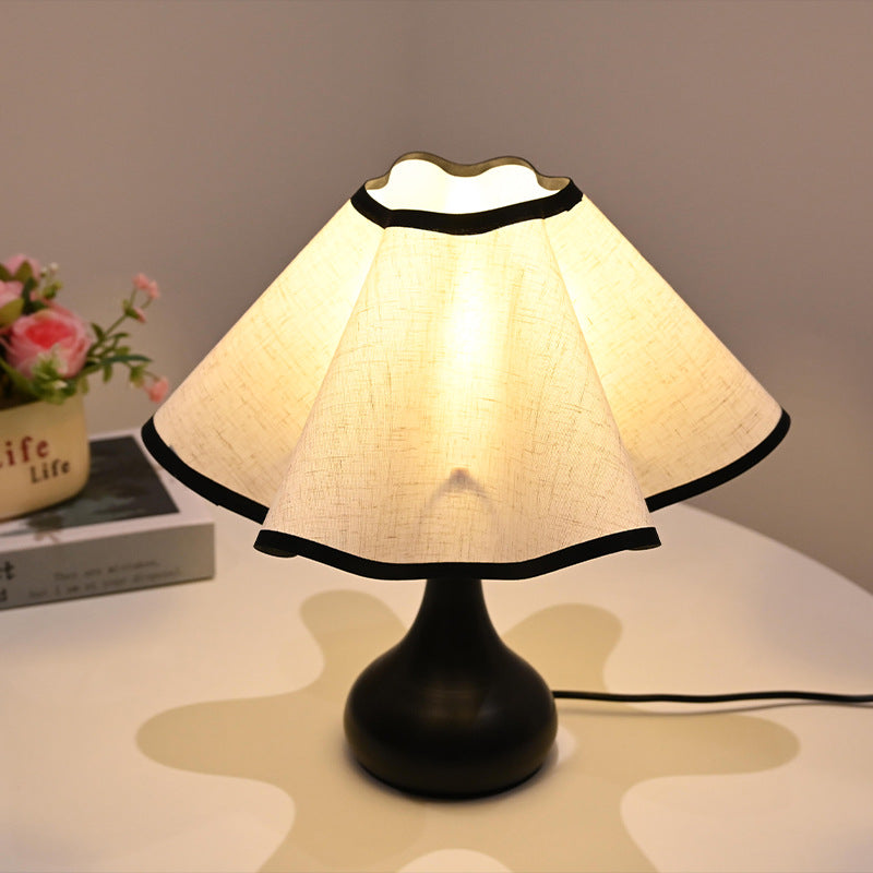 Elegant Ruffled Fabric Shade Nightstand Lamp | Thrascher