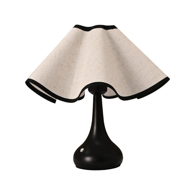 Elegant Ruffled Fabric Shade Nightstand Lamp | Thrascher