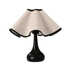 Elegant Ruffled Fabric Shade Nightstand Lamp | Thrascher