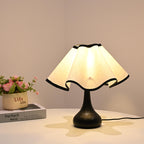 Elegant Ruffled Fabric Shade Nightstand Lamp | Thrascher