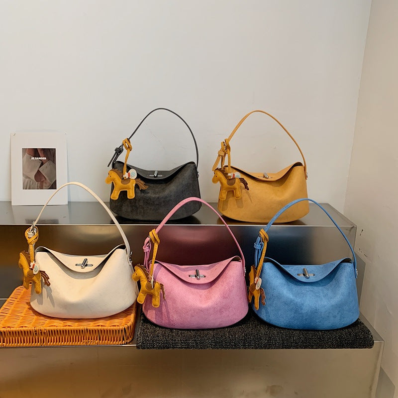 Elegant Soft-Suede Shoulder Bag with Adjustable Shoulder Strap, view 4