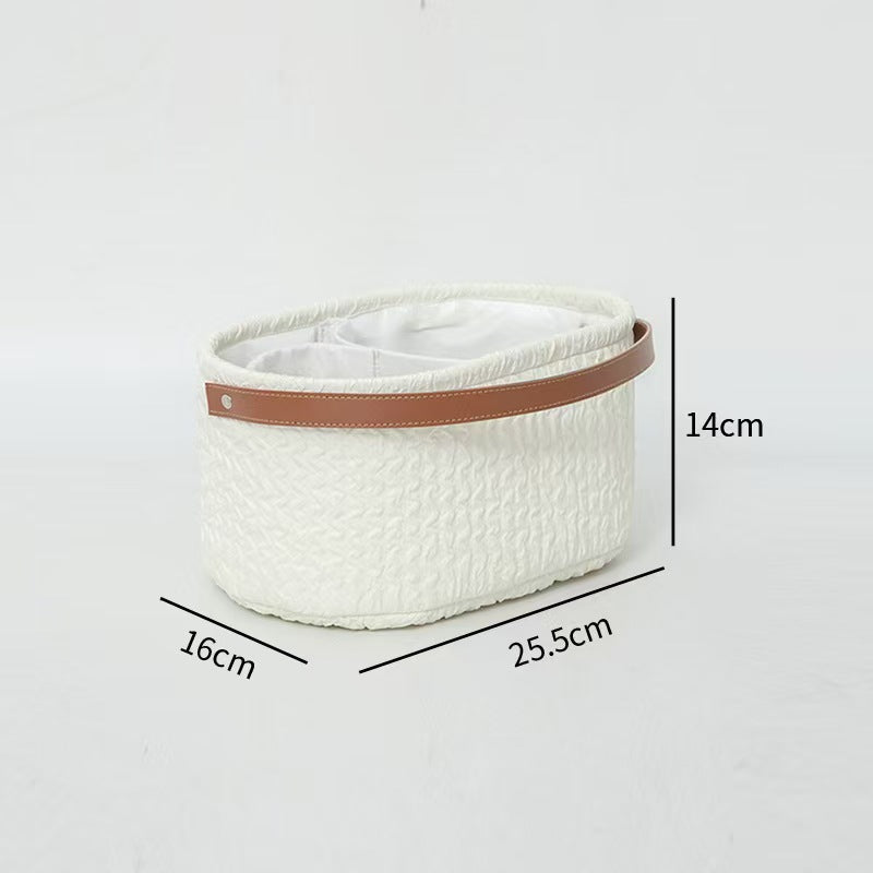Elegant Storage Basket with Faux Leather Handle | Thrascher