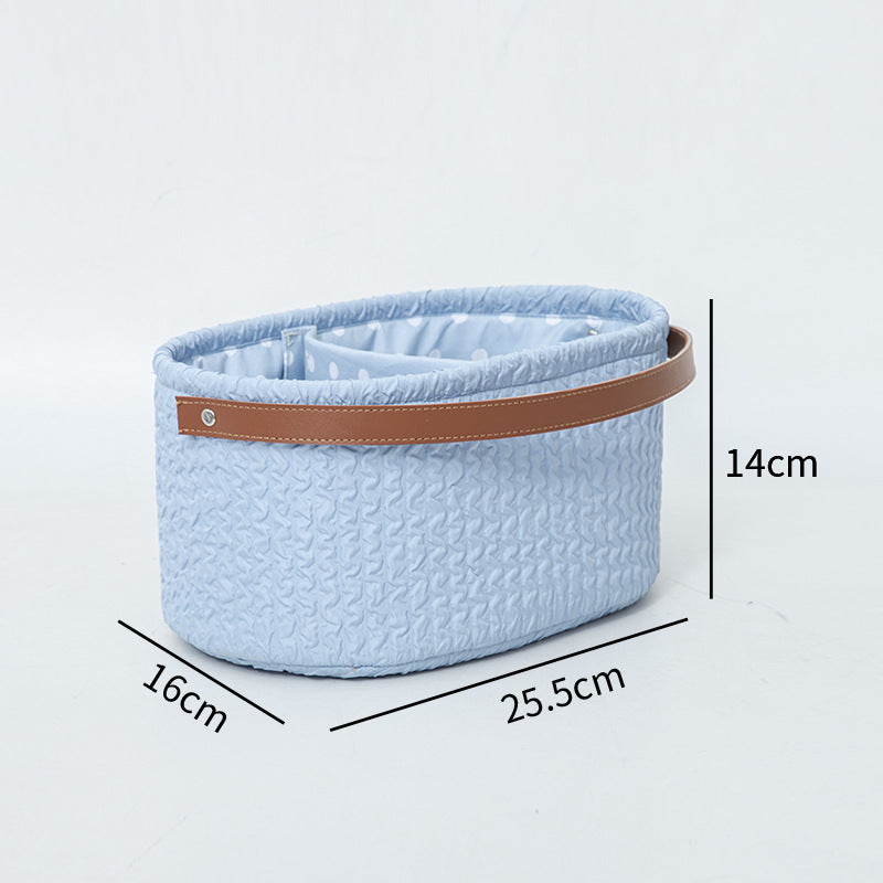 Elegant Storage Basket with Faux Leather Handle | Thrascher