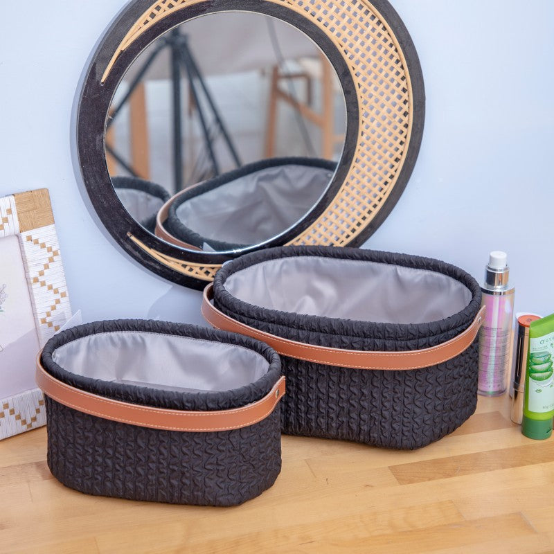 Elegant Storage Basket with Faux Leather Handle | Thrascher