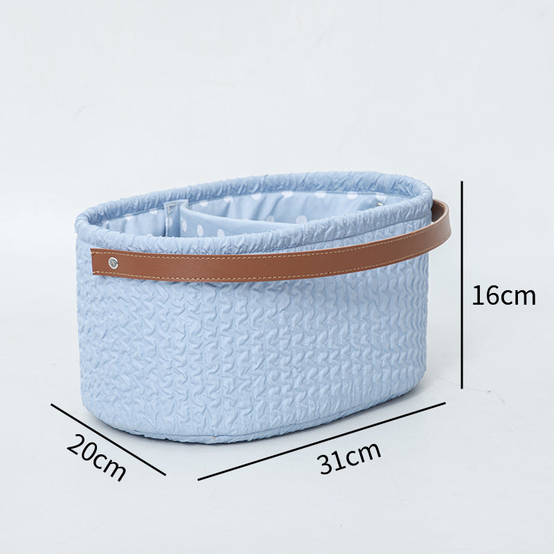 Elegant Storage Basket with Faux Leather Handle | Thrascher