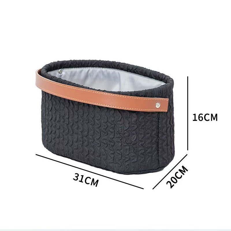 Elegant Storage Basket with Faux Leather Handle | Thrascher