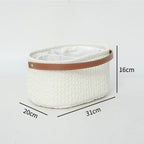 Elegant Storage Basket with Faux Leather Handle | Thrascher