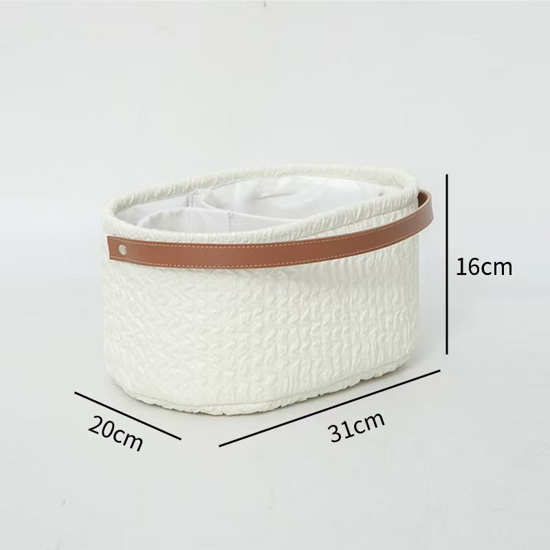 Elegant Storage Basket with Faux Leather Handle | Thrascher