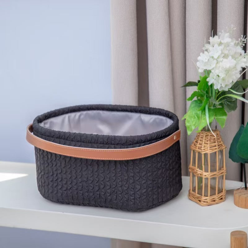 Elegant Storage Basket with Faux Leather Handle | Thrascher