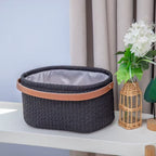 Elegant Storage Basket with Faux Leather Handle | Thrascher