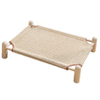 Elevated Wooden Pet Bed with Breathable Woven Cover, Cats and Small Dogs, view 3