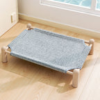 Elevated Wooden Pet Bed with Breathable Woven Cover, Cats and Small Dogs, view 6