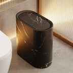 Elliptical Plastic Trash Can with Marble Texture and Push-Top Lid, view 12