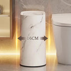 Elliptical Plastic Trash Can with Marble Texture and Push-Top Lid, view 3